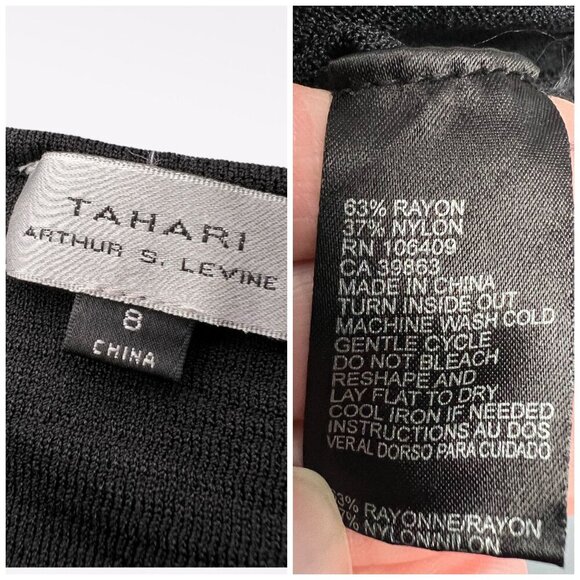 Tahari Striped Knit Tank Top Black White Sleeveless Size 8 - Picture 3 of 10